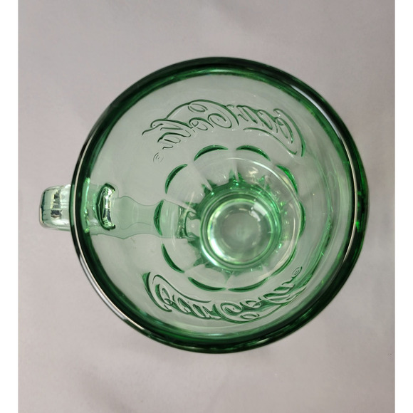Libbey Coca Cola Glass Mug 16 fl oz Handled Green Tint Heavy 6.25" Tall Embossed - Picture 5 of 12